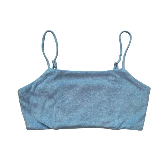 7 For All Mankind light blue cropped terrycloth bralette top size M NWT - Picture 1 of 8